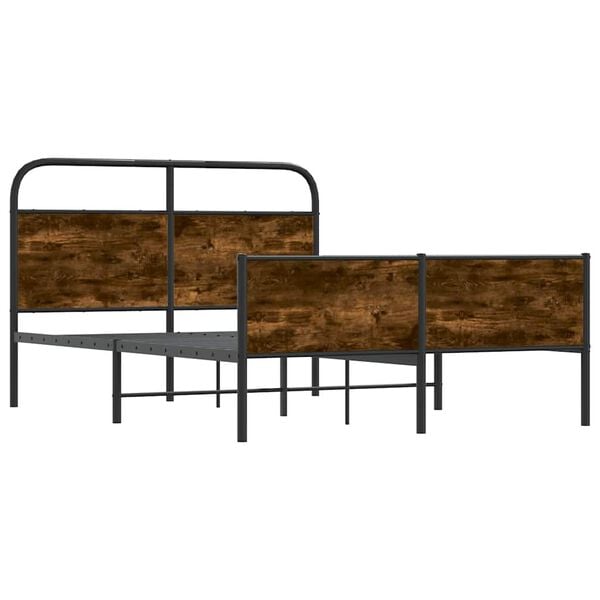 vidaXL Bed Frame Sonoma oak Steel and engineered wood 53.1x74.8 in