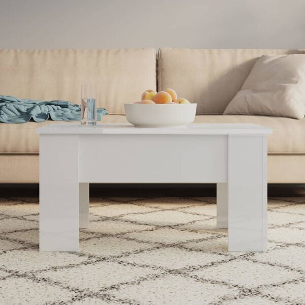 vidaXL Coffee Table High gloss white Engineered wood Medium