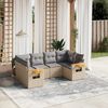 vidaXL Garden Sofa Set Beige PE rattan 6 Piece Set Adjustable Feet