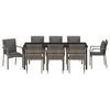 vidaXL Garden Dining Set with Cushion 9 pcs Grey Poly Rattan