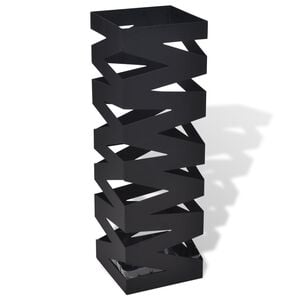 vidaXL Umbrella Stand Black Powder-coated steel 19.1 in tall Modern