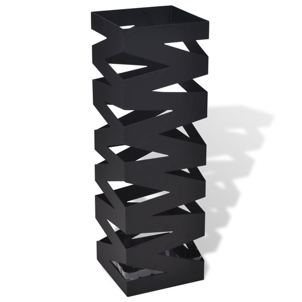 vidaXL Umbrella Stand Black Powder-coated steel 19.1 in tall Modern