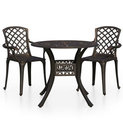 vidaXL 3 Piece Bistro Set Cast Aluminum Bronze