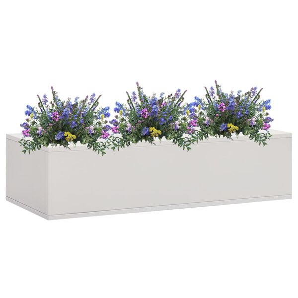 vidaXL Flower Box Light grey Steel Medium Durable Flower Box