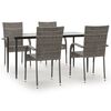 vidaXL Garden Dining Set Grey PE rattan, powder-coated steel, tempered glass