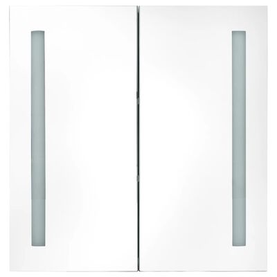 vidaXL LED Bathroom Mirror Cabinet White and Oak 24.4"x5.5"x23.6"