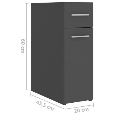 vidaXL Apothecary Cabinet Gray 7.9"x17.9"x23.6" Engineered Wood