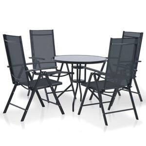 vidaXL Garden Furniture Set Black Aluminum and Textilene 5 Piece Set