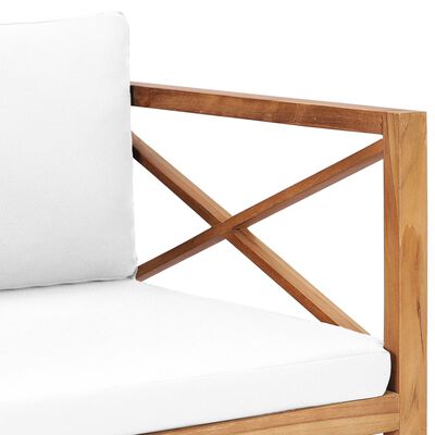 vidaXL Patio Chair with Cream Cushions Solid Teak Wood