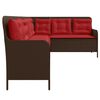 vidaXL Patio Sofa Brown and Red PE rattan, powder-coated steel, polyester