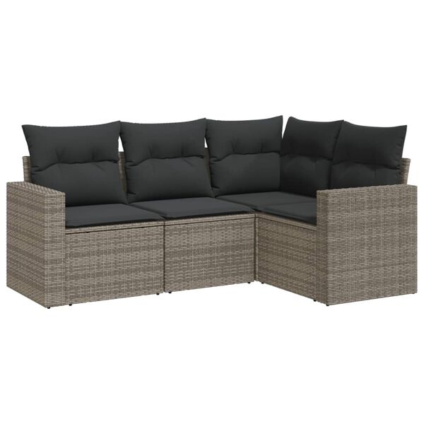 vidaXL Garden Sofa Set Grey PE Rattan, Powder-Coated Steel Large Modular