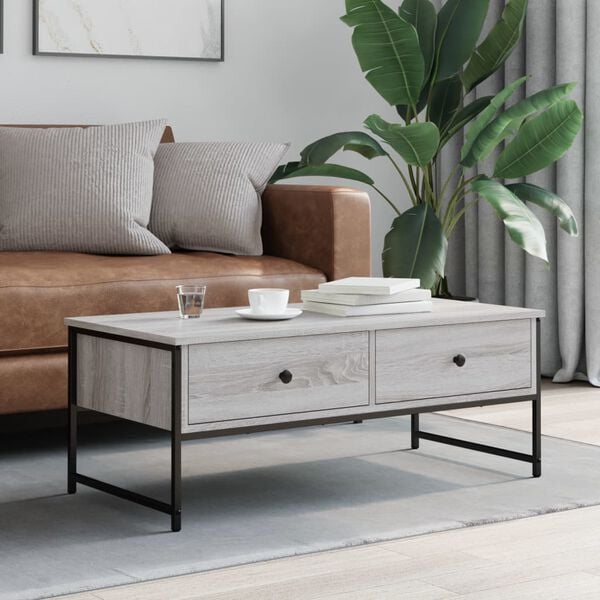 vidaXL Coffee Table Gray sonoma Engineered wood, Metal Medium