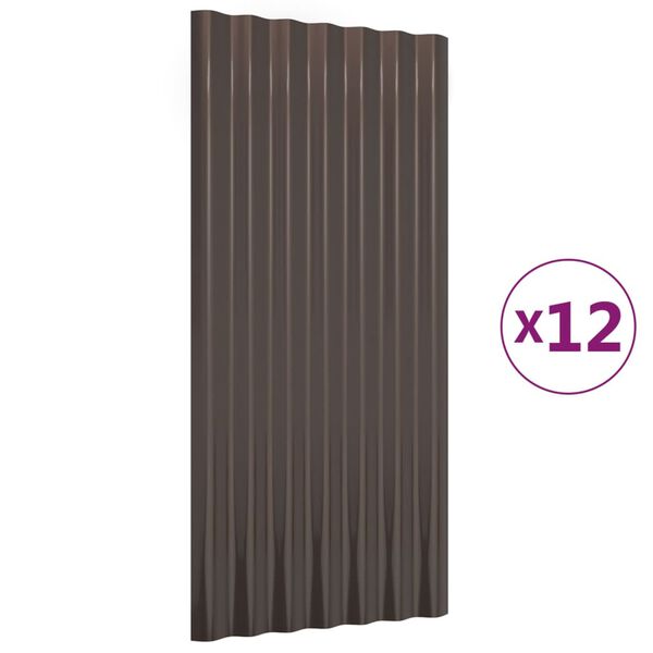 vidaXL Roof Panels 12 pcs Galvanized Steel Brown 31.5"x14.2"