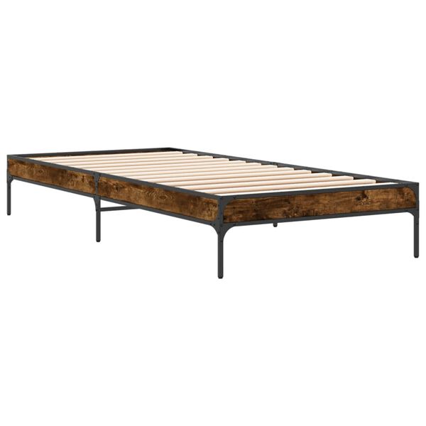vidaXL Bed Frame Smoked Oak Engineered wood Twin Durable
