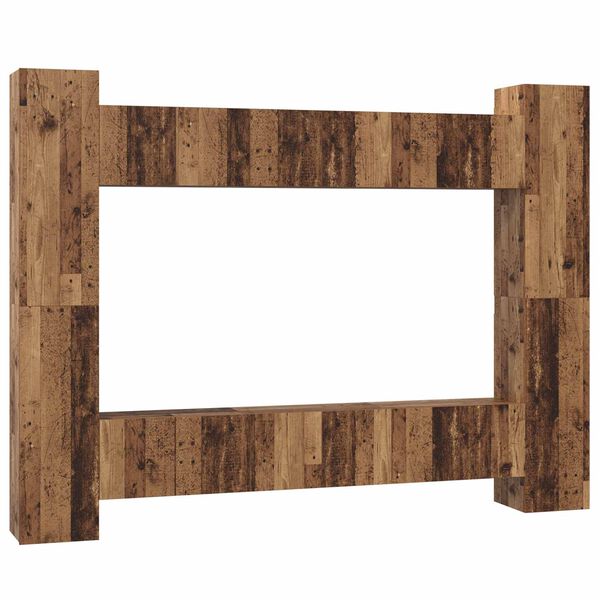 vidaXL TV Cabinet Set Wall-mounted 10 pcs Old wood 30.5 x 30 x 90 cm