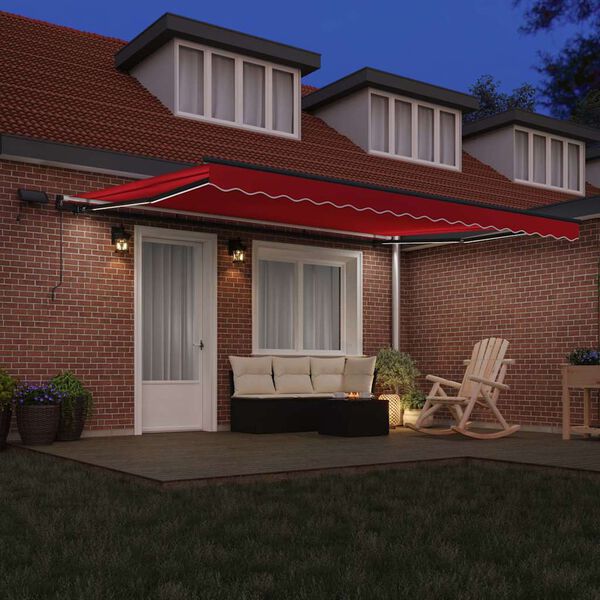 vidaXL Retractable Awning Manual Red 177.17" x 118.11" fabric