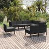 vidaXL Garden Lounge Set Black PE rattan, powder-coated steel, polyester