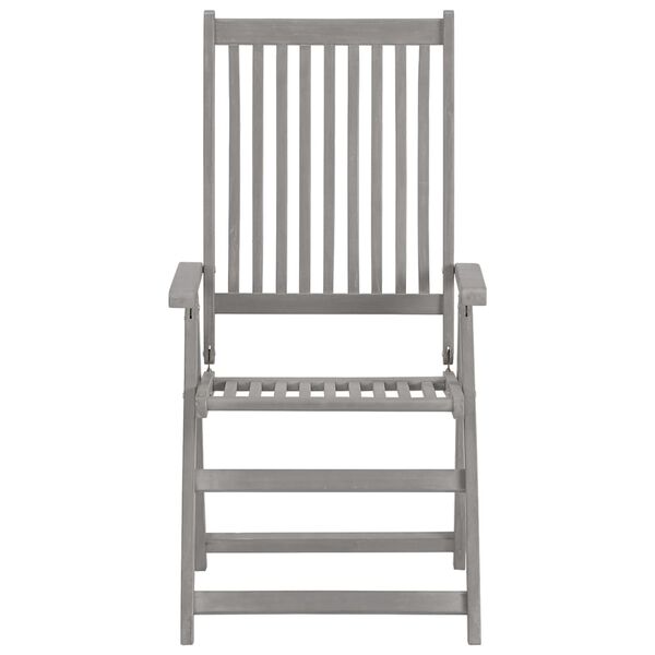 vidaXL Garden Chair Set of 4 Grey Solid Acacia Wood Standard Foldable