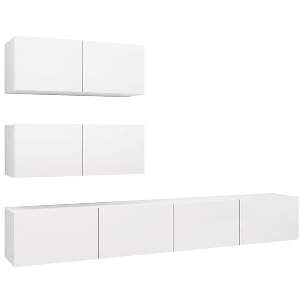 vidaXL TV Cabinet Set Set of 4 White Engineered wood Different sizes