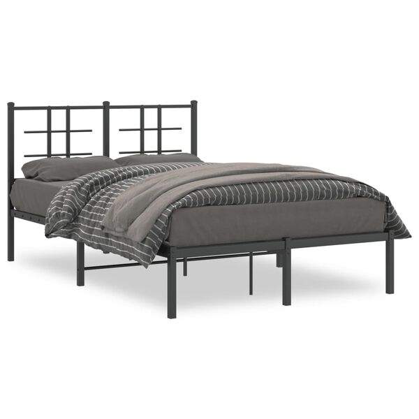vidaXL Bed Frame Black Steel Double Bed Frame Rectangular Modern