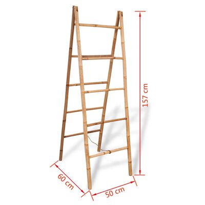 vidaXL Double Towel Ladder with 5 Rungs Bamboo 19.7"x63"