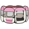 vidaXL Dog Playpen Pink and Cream Polyester and Steel Medium Foldable