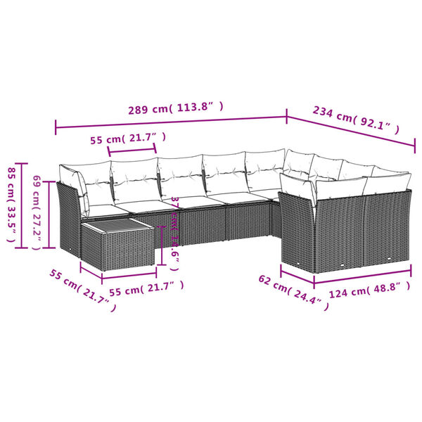 vidaXL Garden Sofa Set Black, Brown