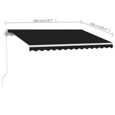 vidaXL Freestanding Manual Retractable Awning 118.1"x98.4" Anthracite