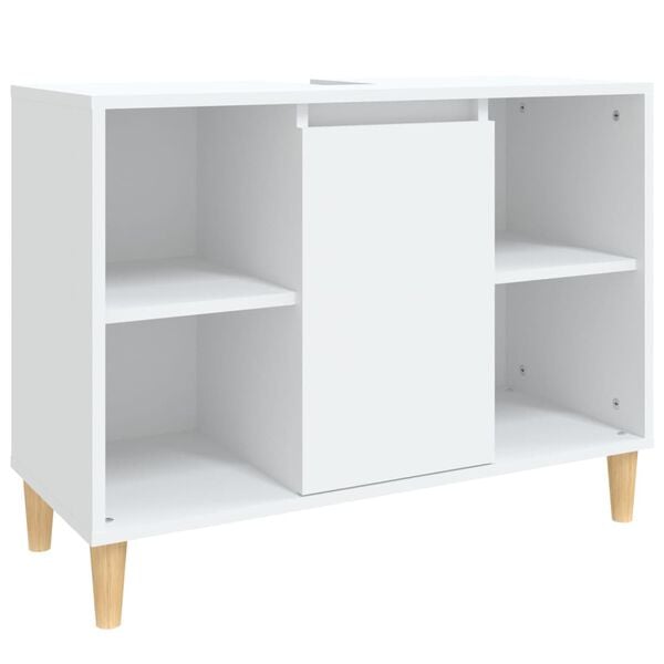 vidaXL Sink Cabinet White Engineered wood, solid eucalyptus wood