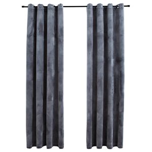 vidaXL Blackout Curtains with Rings 2 pcs Velvet Anthracite 55.1x68.9"