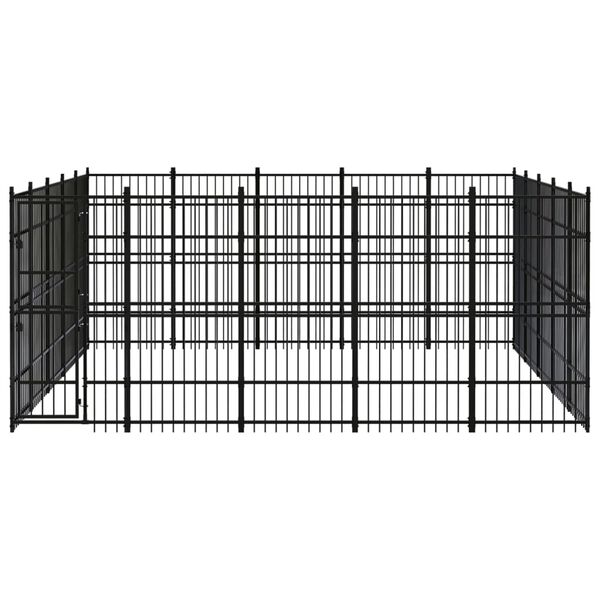 vidaXL Dog Kennel Black Powder-coated steel Large Tough Dog Kennel