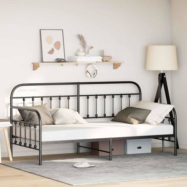 vidaXL Daybed Frame Black 39.37 x 74.80 in Powder-Coated Steel