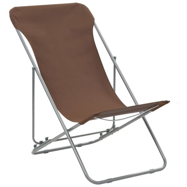 vidaXL Beach Chair Set of 2 Brown
