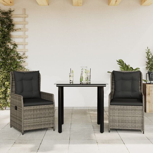 vidaXL Garden Dining Set Grey, Black