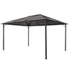 vidaXL Gazebo Black Aluminum and Steel frame, PC board 13.1x9.8 feet