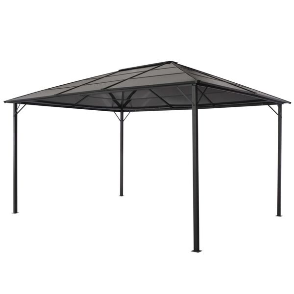 vidaXL Gazebo Black Aluminum and Steel frame, PC board 13.1x9.8 feet
