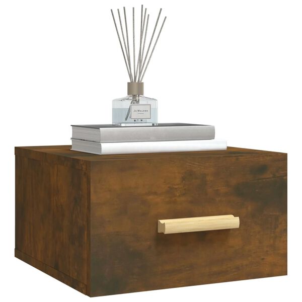 vidaXL Wall-mounted Bedside Cabinet Set of 2 Smoked oak Engineered wood
