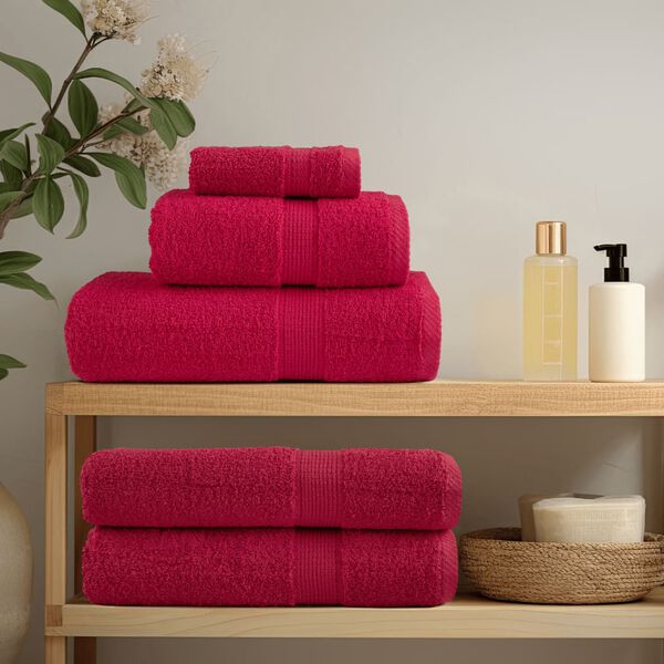 vidaXL Sauna Towel Set of 4 Red 100% Cotton 31.5 x 78.7 in Sauna Towel