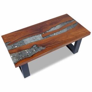 vidaXL Coffee Table Multicolour Solid teak and mango wood with clear resin