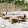 vidaXL Garden Lounge Set Light Grey Bamboo and Polyester 10 Piece Set