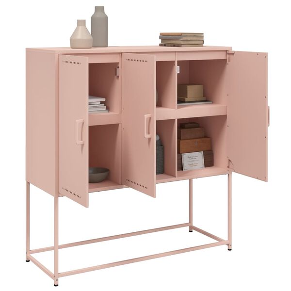 vidaXL Highboard Pink Steel Medium Highboard Rectangular Industrial
