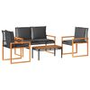vidaXL Garden Lounge Set Black and Brown PE Rattan 4 Piece Set