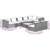 vidaXL Garden Lounge Set Grey PE rattan, powder-coated steel, plastic, glass