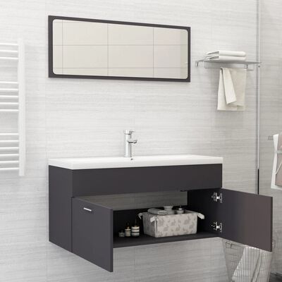 vidaXL 2 Piece Bathroom Furniture Set Gray Chipboard