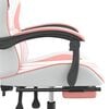 vidaXL Gaming Chair with Footrest White and Pink Faux Leather