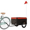 vidaXL Bike Trailer Black and Orange 99.2 lb Iron