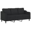 vidaXL 3-seater Sofa With Footstool Black Polyester, Metal, Plywood, Foam