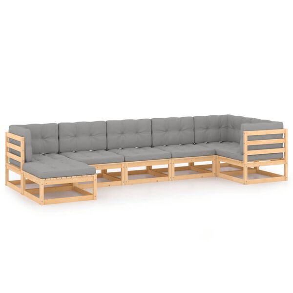 vidaXL Garden Lounge Set Grey, Pine