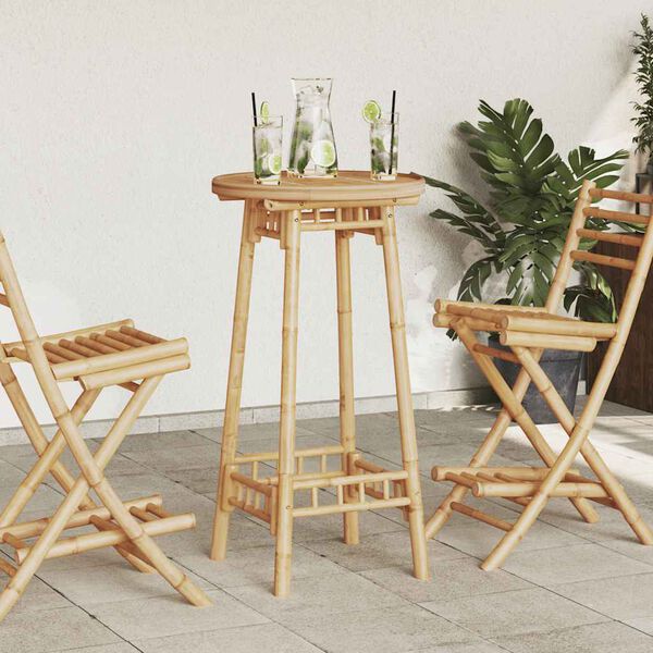 vidaXL Outdoor Bar Table Bamboo Tall Footrest Outdoor Bar Table Round