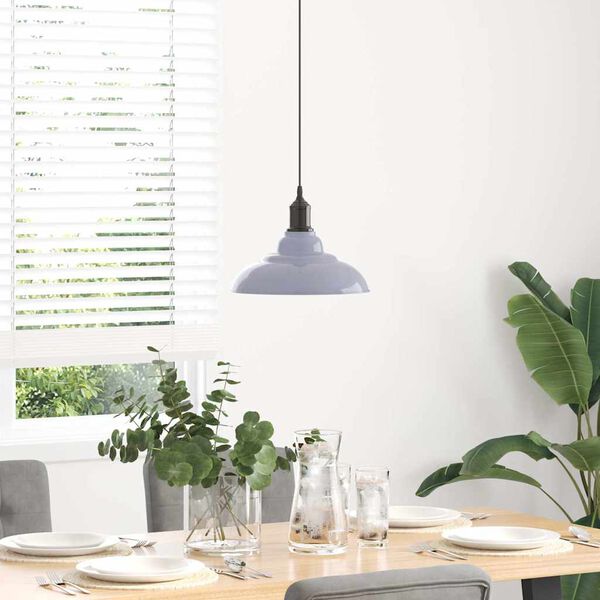 vidaXL Pendant Lamp Gloss grey, White Metal 12.2 in Ø Height-Adjustable